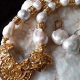Only In My Dreams / Boho Golden Necklace For Women Necklace Large Baroque Pearl Pendant Unique Pearls Jewelry Gift For Lady