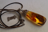 Got What I Need / Designer Jewelry Raw Amber Stone Pendant Hypoallergenic Leather Necklace with Natural Amber Gift for Momen