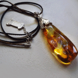 Got What I Need / Designer Jewelry Raw Amber Stone Pendant Hypoallergenic Leather Necklace with Natural Amber Gift for Momen