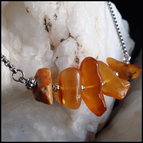 Down For You / Designer Jewelry Raw Amber Stone Pendant Hypoallergenic Necklace with Natural Amber Gift for Momen