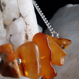 Down For You / Designer Jewelry Raw Amber Stone Pendant Hypoallergenic Necklace with Natural Amber Gift for Momen