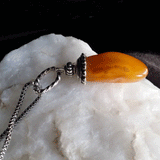Honey Bunny / Designer Jewelry Raw Amber Stone Pendant Hypoallergenic Surgical Steel Necklace with Natural Amber Gift Momen
