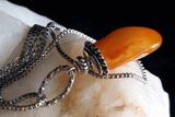 Honey Bunny / Designer Jewelry Raw Amber Stone Pendant Hypoallergenic Surgical Steel Necklace with Natural Amber Gift Momen