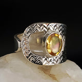 Under The Sun / 7.3  / Designer Jewelry Natural Citrine Gem Stone Unique Ring Hypoallergenic Silver 925 Ring Gift for Momen
