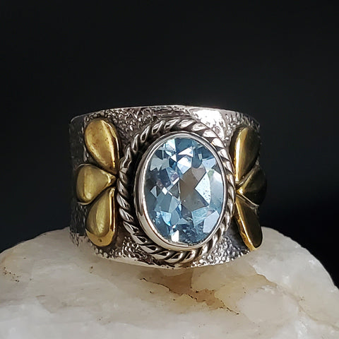 Think Of You / 6.5 / Designer Jewelry Aquamarine Stone Unique Ring Hypoallergenic Silver 925 Ring Gift for Momen