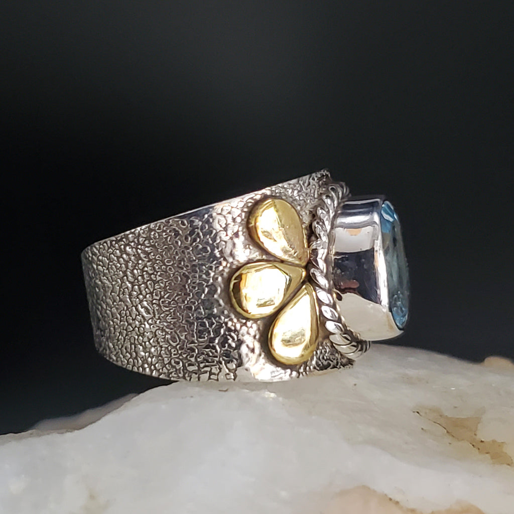 Think Of You / 6.5 / Designer Jewelry Aquamarine Stone Unique Ring Hypoallergenic Silver 925 Ring Gift for Momen