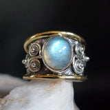 Apple Of Your Eye / 7.2 / Designer Jewelry Labradorite Stone Unique Ring Hypoallergenic Silver 925/!4K Gold Ring Gift for Momen
