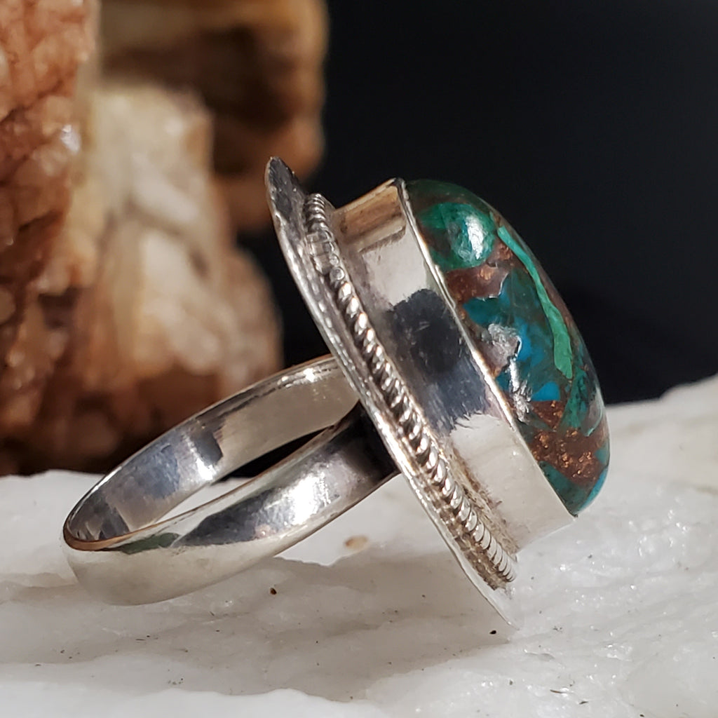 Secret Admirer / 6.5 / Designer Jewelry Chrysocolla Stone Unique Ring Hypoallergenic Silver 925 Ring Gift for Momen