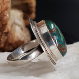 Secret Admirer / 6.5 / Designer Jewelry Chrysocolla Stone Unique Ring Hypoallergenic Silver 925 Ring Gift for Momen