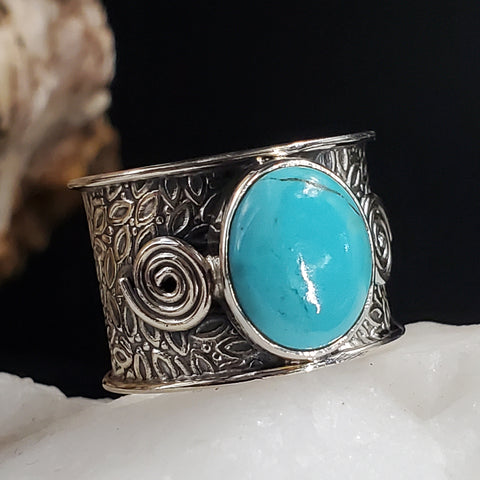 Where Are You / 7 / Designer Jewelry Turquoise Stone Unique Ring Hypoallergenic Silver 925 Ring Gift for Momen