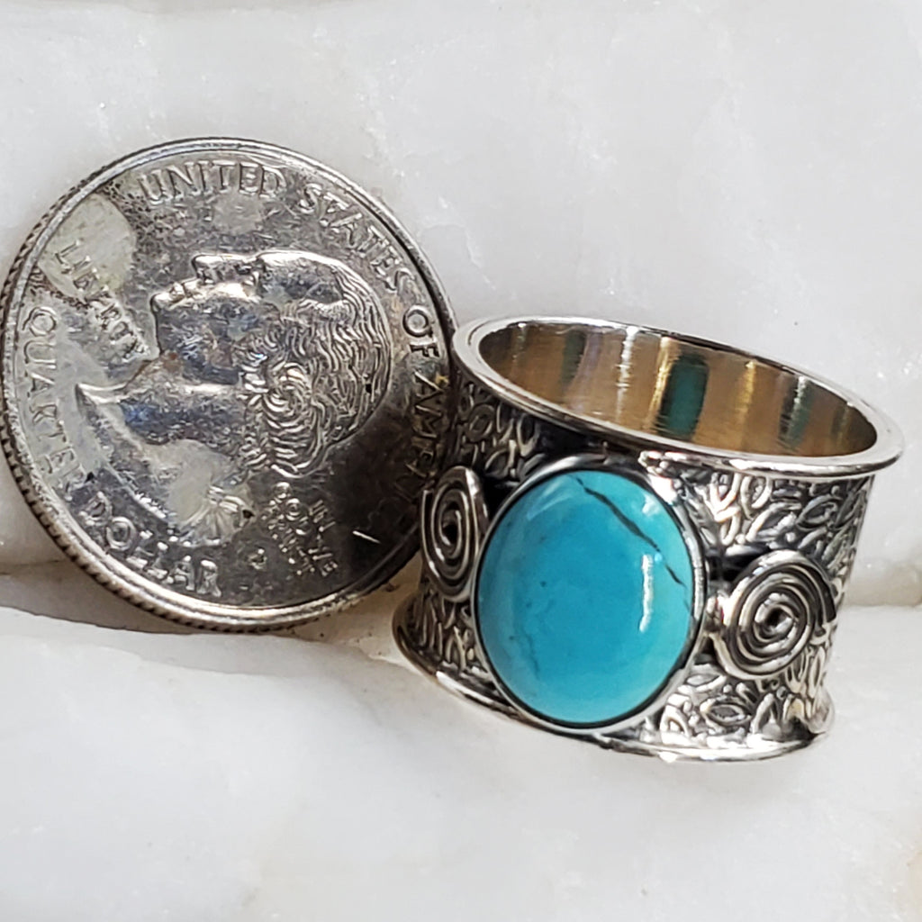 Where Are You / 7 / Designer Jewelry Turquoise Stone Unique Ring Hypoallergenic Silver 925 Ring Gift for Momen
