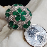 Sand Dollar / 7.8 / Designer Jewelry Natural Raw Emerald Stone Unique Ring Hypoallergenic Silver 925 Ring Gift for Momen