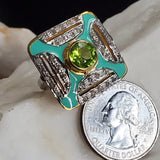100 Degrees Of Shine / 9.5 / Designer Jewelry Genuine Peridot Stone Unique Ring Hypoallergenic Silver 925 Ring Gift for Momen