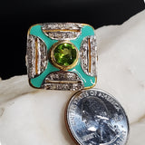 100 Degrees Of Shine / 9.5 / Designer Jewelry Genuine Peridot Stone Unique Ring Hypoallergenic Silver 925 Ring Gift for Momen