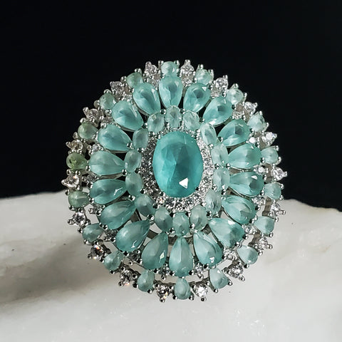 On My Mind / 6.5 / Designer Jewelry Blue Chalcedony Stone Unique Ring Hypoallergenic Silver 925 Ring Gift for Momen