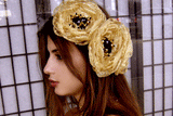 Sparkle Gold / Boho Rose Choker Flower Brooch Clip Upcycled Magnolia Apple Blossom Upcycled Concept Store Made in USA