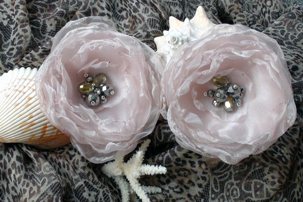 Wild Flower /  Boho Rose Choker Flower Brooch Clip Upcycled Magnolia Apple Blossom Upcycled Concept Store Made in USA