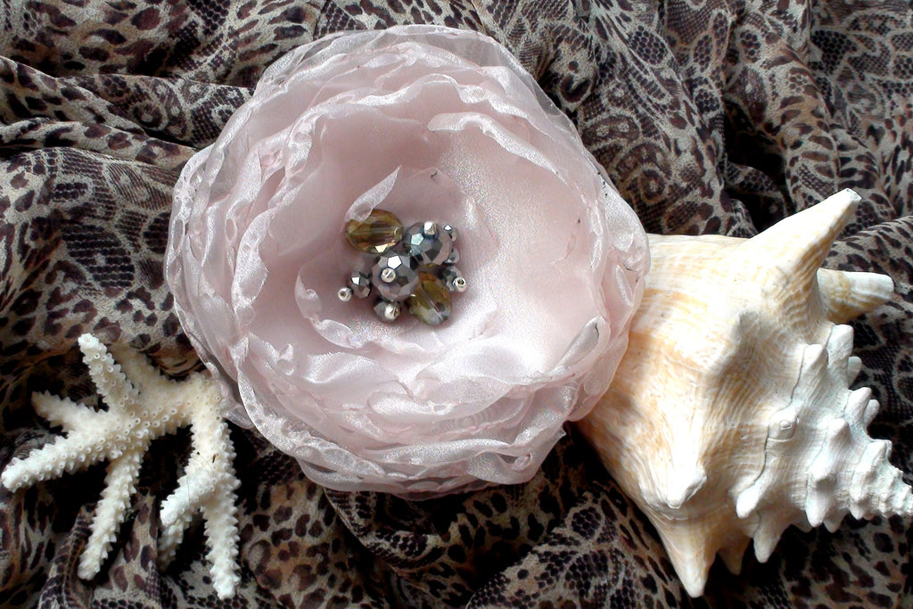 Wild Flower /  Boho Rose Choker Flower Brooch Clip Upcycled Magnolia Apple Blossom Upcycled Concept Store Made in USA